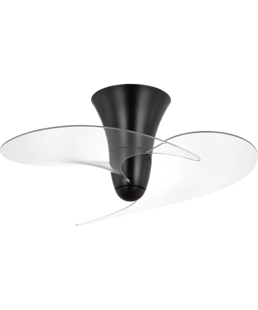 Beal 33.19-in. Two-Blade Modern Ceiling Fan with Clear Blades Matte Black