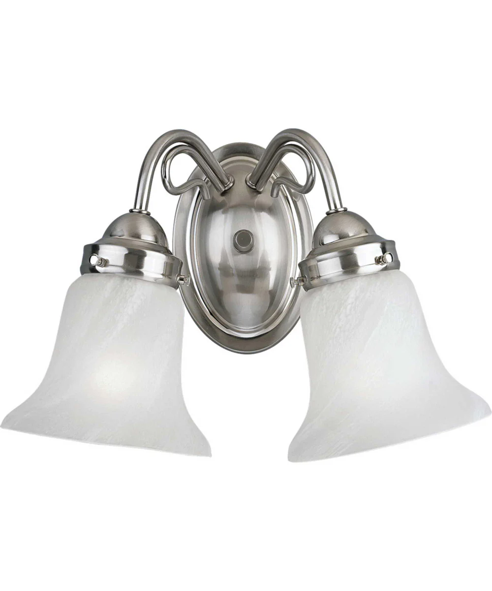 Bedford 2-Light Etched Alabaster Glass Traditional Bath Vanity Light Brushed Nickel - Image 6