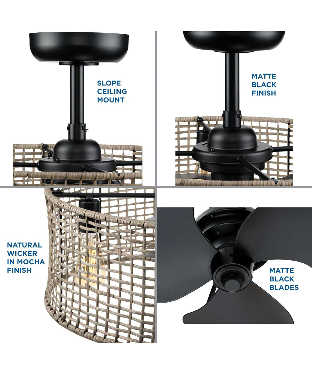 Belva 25.25" Indoor/Outdoor 3-Blade Coastal Fandelier Ceiling Fan Matte Black - Image 8