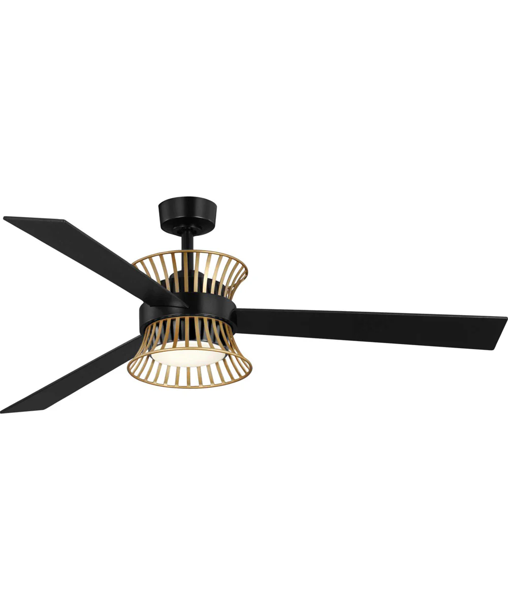 Bisbee 55-in 3-Blade Global Ceiling Fan with Rattan colored accent Matte Black