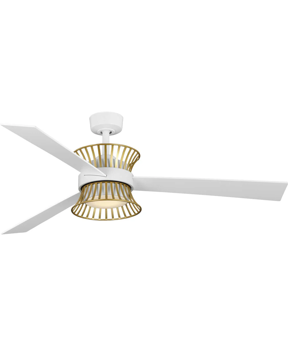 Bisbee 55-in 3-Blade Matte White Global Ceiling Fan with Brushed Gold Accent Satin White