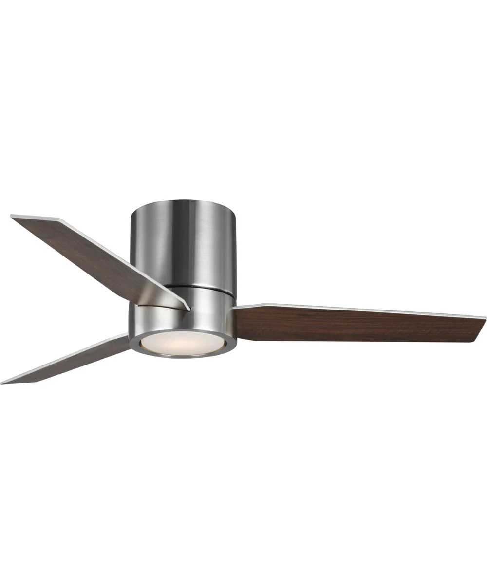 Braden 44" 3-Blade LED Mid-Century Modern Indoor Hugger Ceiling Fan Brushed Nickel