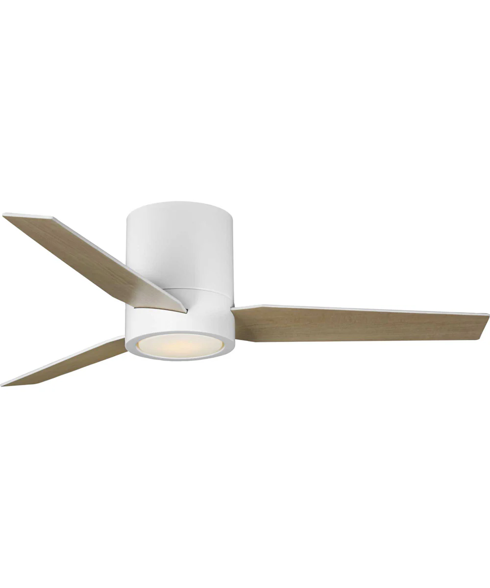 Braden 44" 3-Blade Matte White LED Mid-Century Modern Indoor Hugger Ceiling Fan Satin White