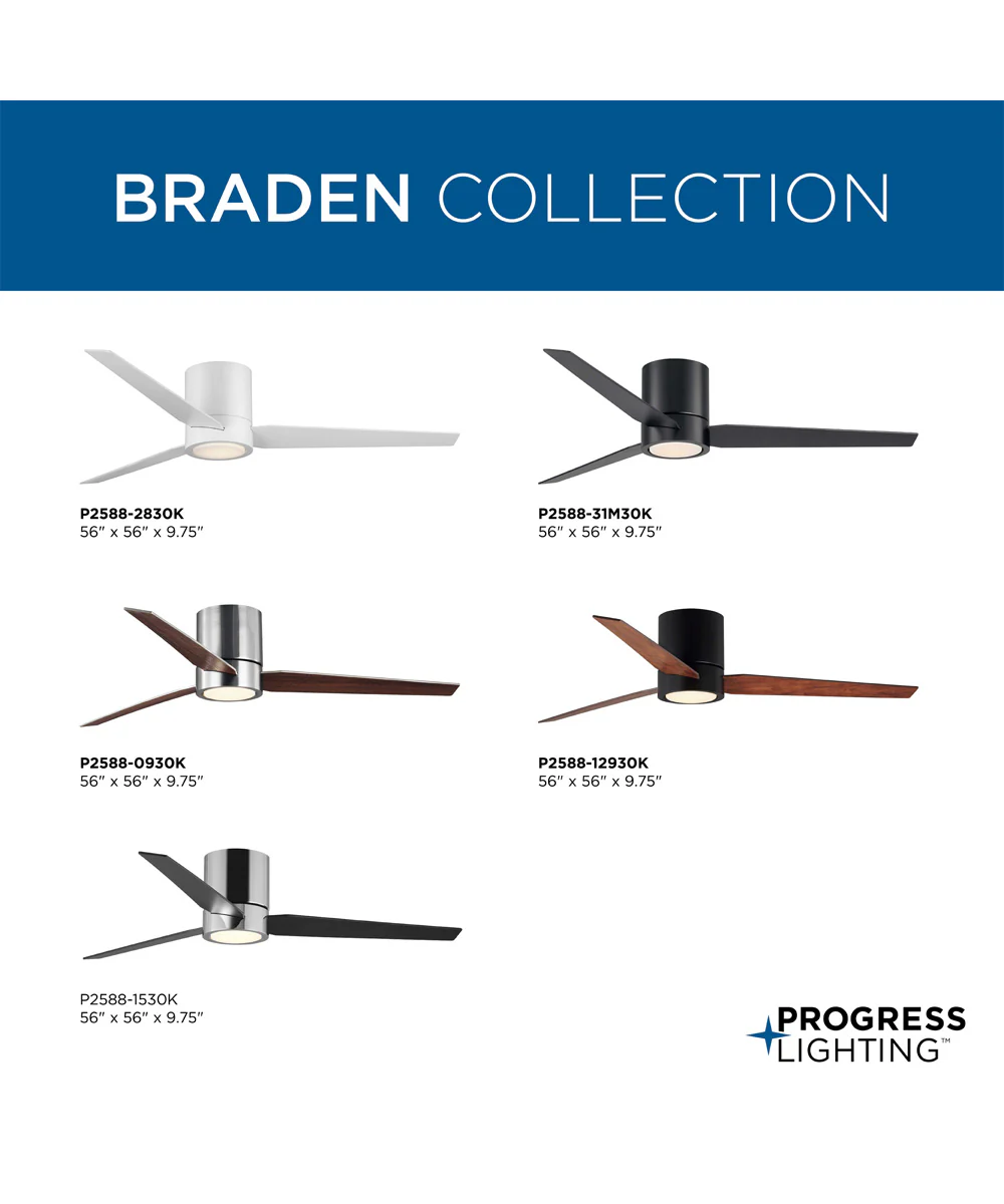 Braden 56" 3-Blade Indoor Hugger Ceiling Fan Matte Black - Image 8
