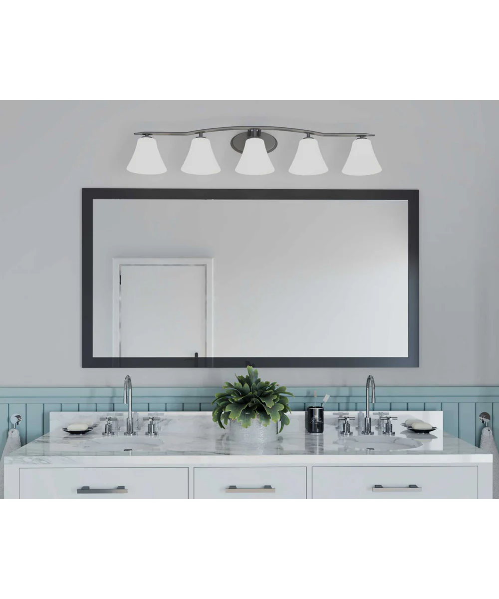 Bravo 5-Light Etched Glass Modern Bath Vanity Light Brushed Nickel - Image 2