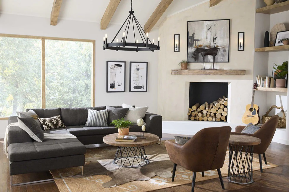 Breckenridge 8-Light Rustic Farmhouse Chandelier Matte Black - Image 2