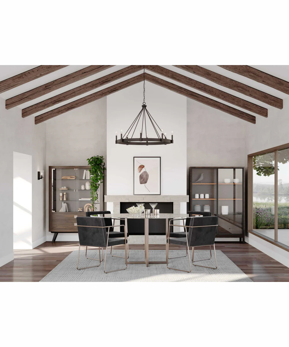 Breckenridge 8-Light Rustic Farmhouse Chandelier Matte Black - Image 3