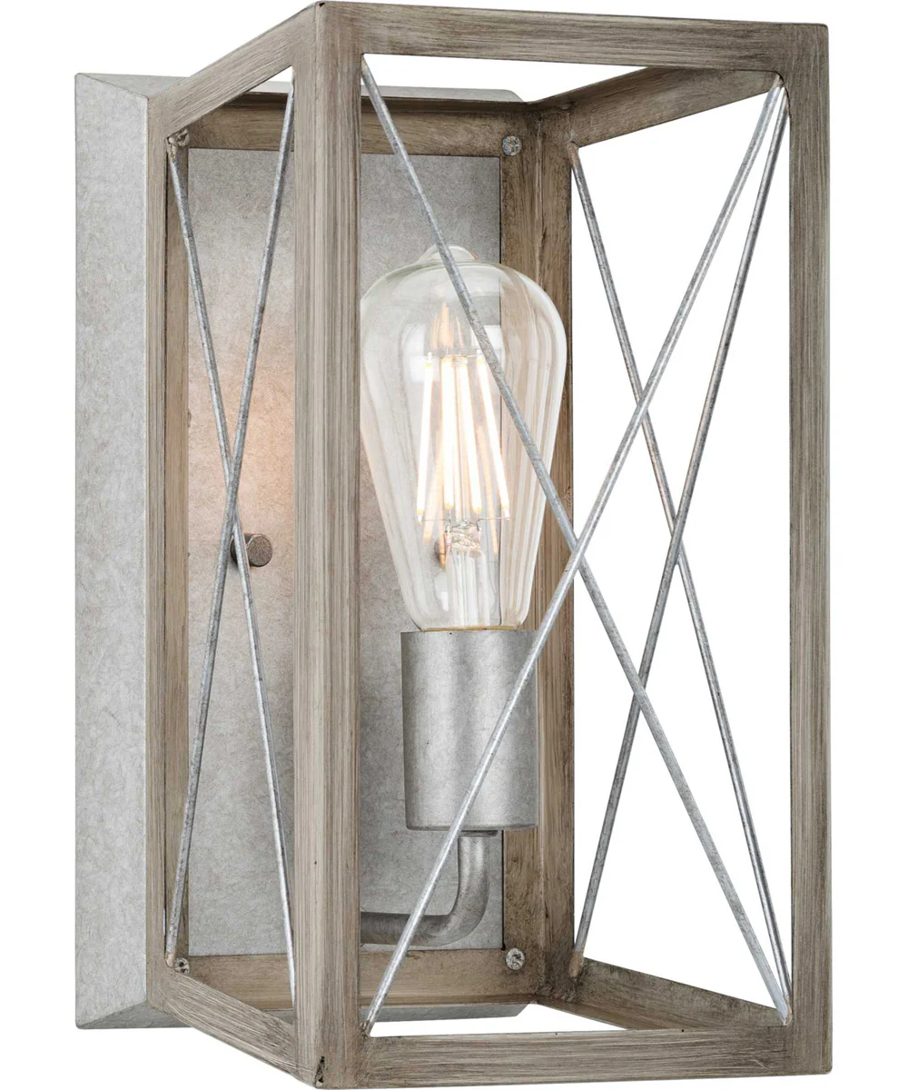 Briarwood 1-Light Bleached Oak Wood/Galvanized Farmhouse Wall Sconce Light Galvanized Finish
