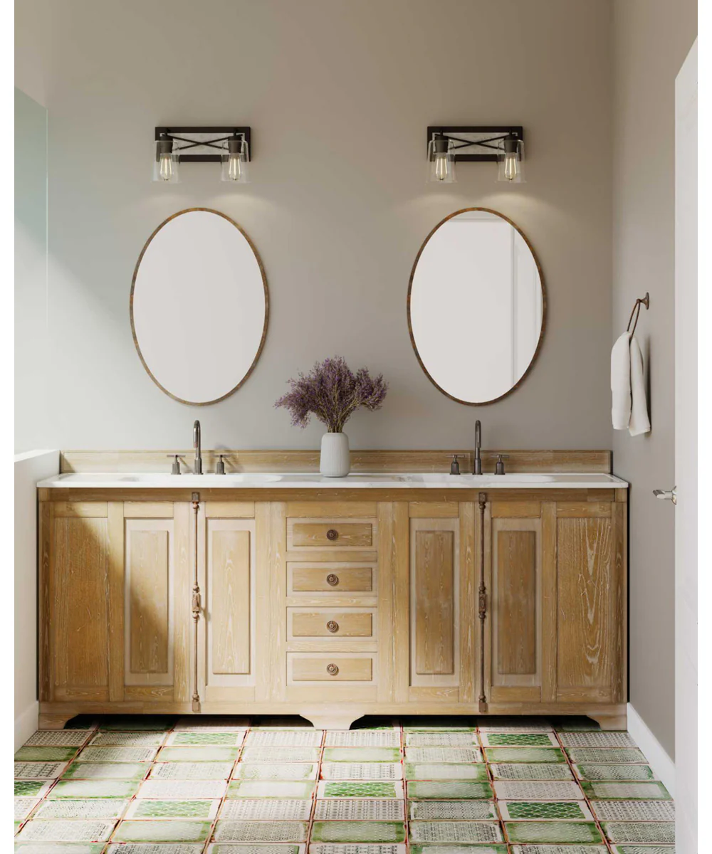 Briarwood 2-Light Clear Glass Coastal Bath Vanity Light Graphite - Image 2