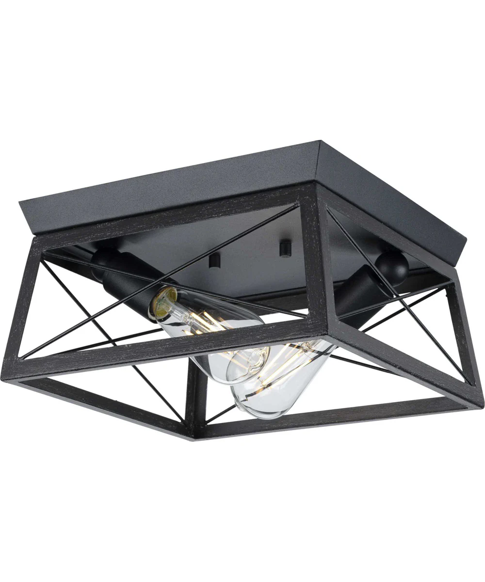 Briarwood 2-Light Textured Cerused Black Farmhouse Style Flush Mount Ceiling Light Textured Black