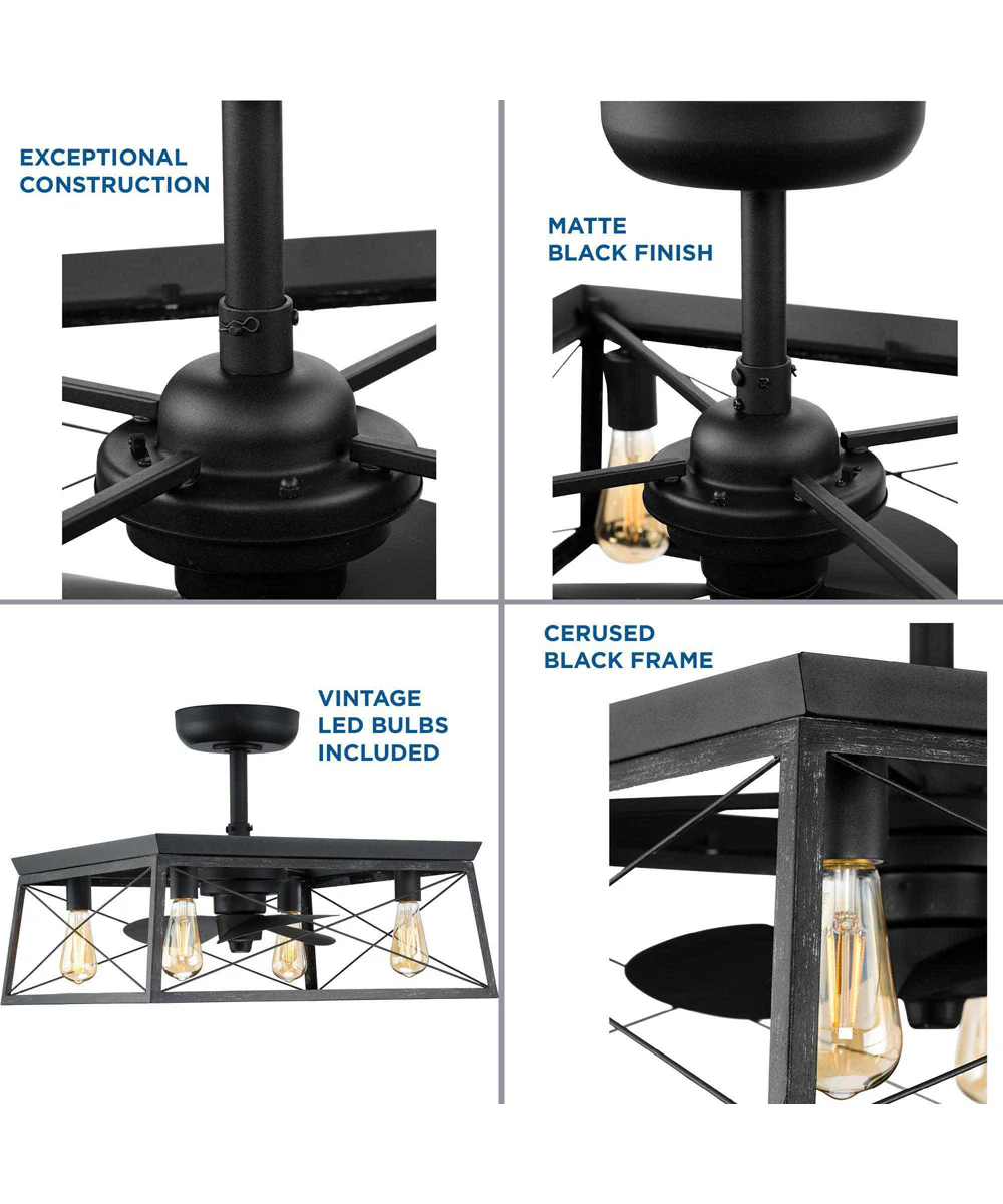 Briarwood 22-Inch 3-Blade Farmhouse Fandelier Matte Black - Image 7