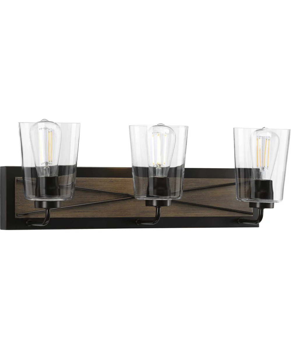 Briarwood 3-Light Clear Glass Coastal Bath Vanity Light Antique Bronze