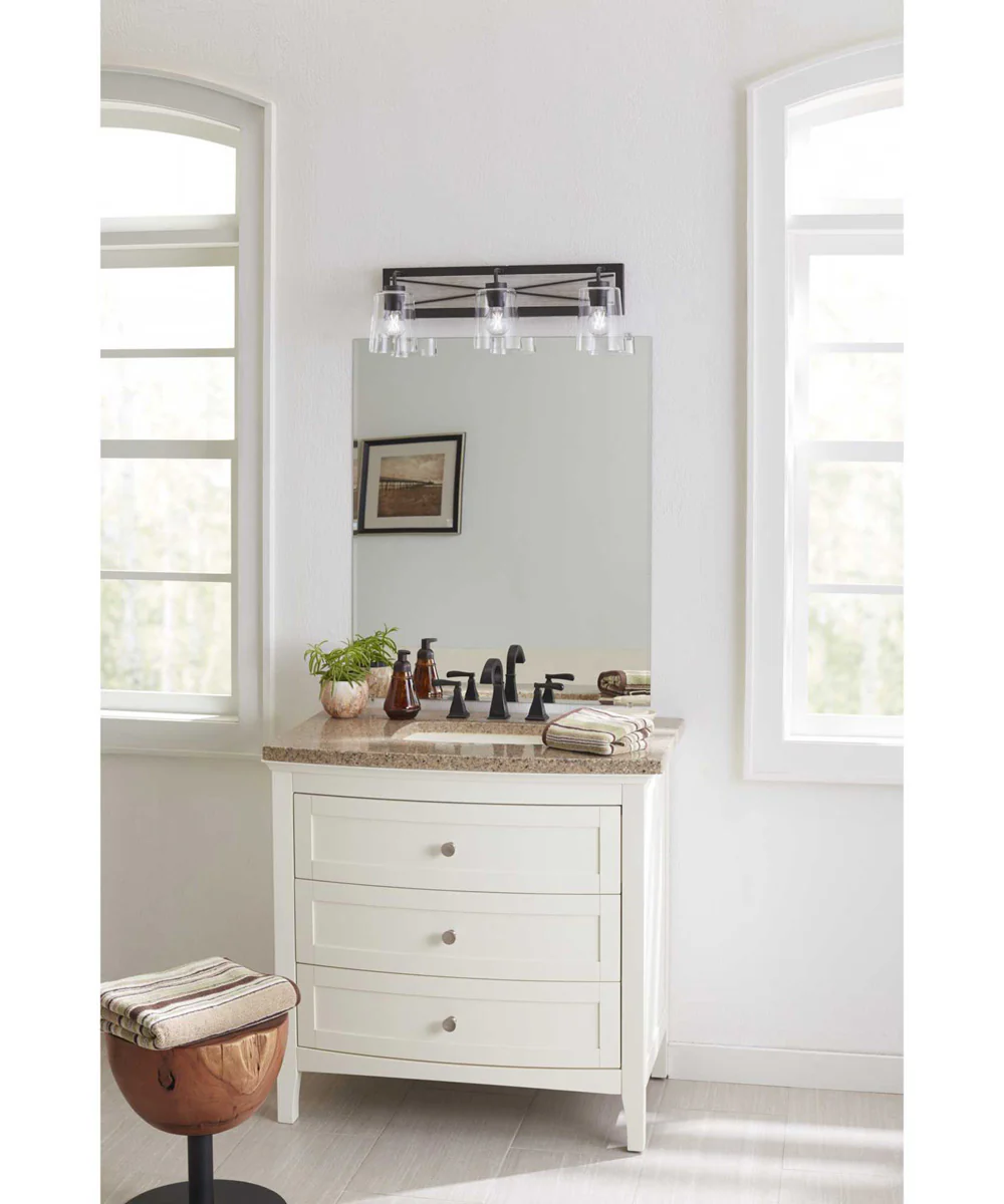 Briarwood 3-Light Clear Glass Coastal Bath Vanity Light Graphite - Image 5