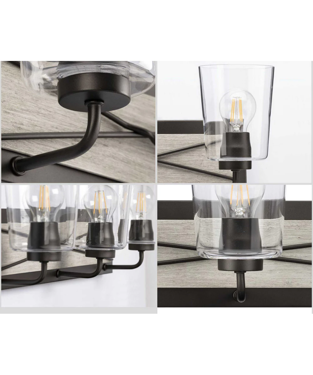 Briarwood 3-Light Clear Glass Coastal Bath Vanity Light Graphite - Image 6