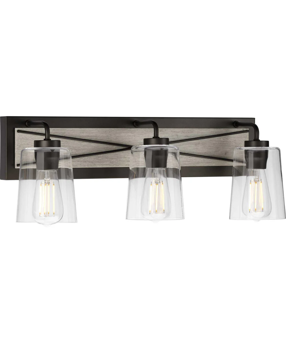 Briarwood 3-Light Clear Glass Coastal Bath Vanity Light Graphite - Image 8