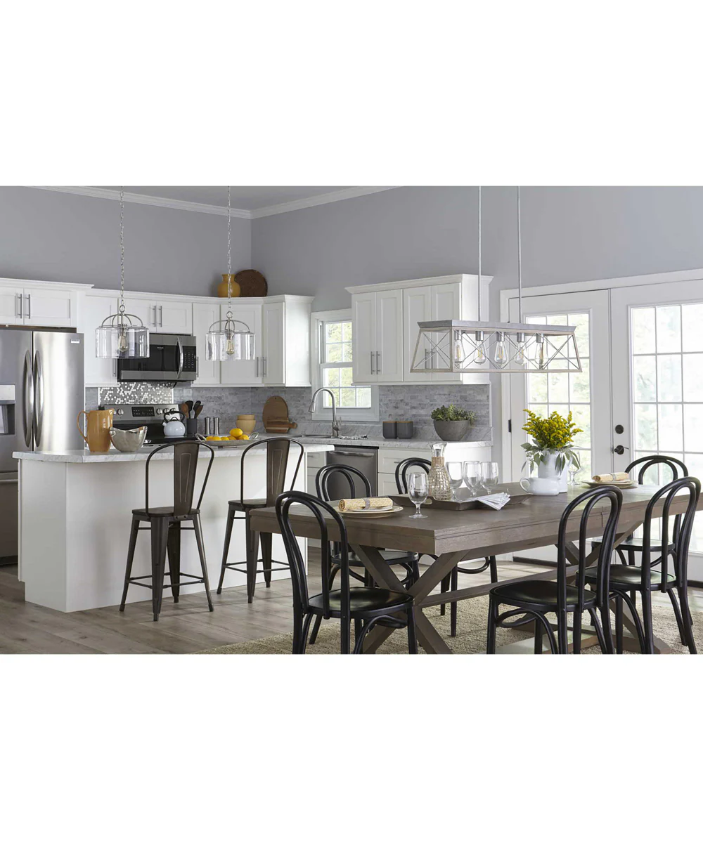 Briarwood 5-Light Galvanized Bleached Oak Farmhouse Style Linear Island Chandelier Light Galvanized Finish - Image 2