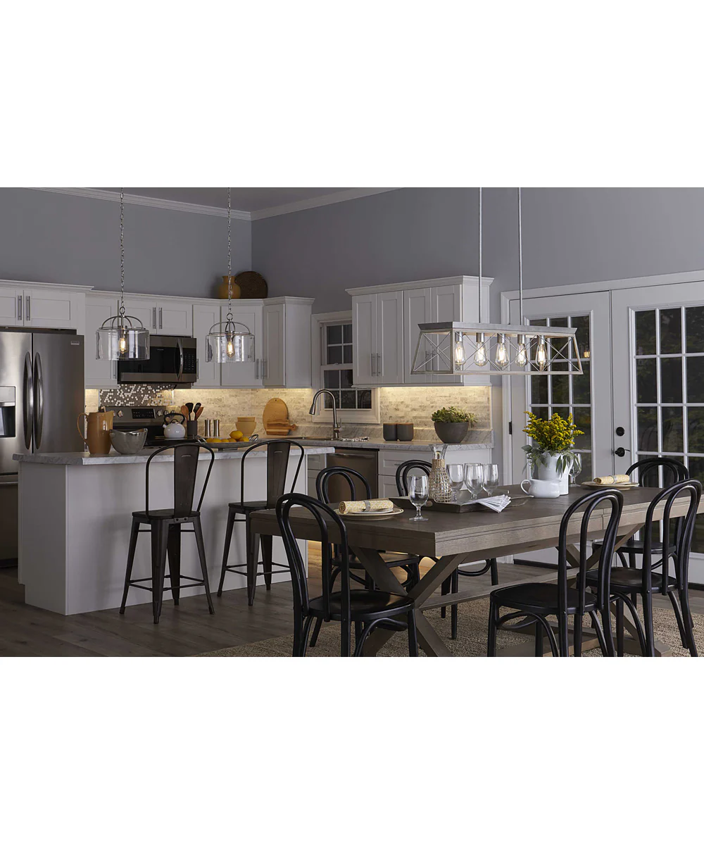 Briarwood 5-Light Galvanized Bleached Oak Farmhouse Style Linear Island Chandelier Light Galvanized Finish - Image 3
