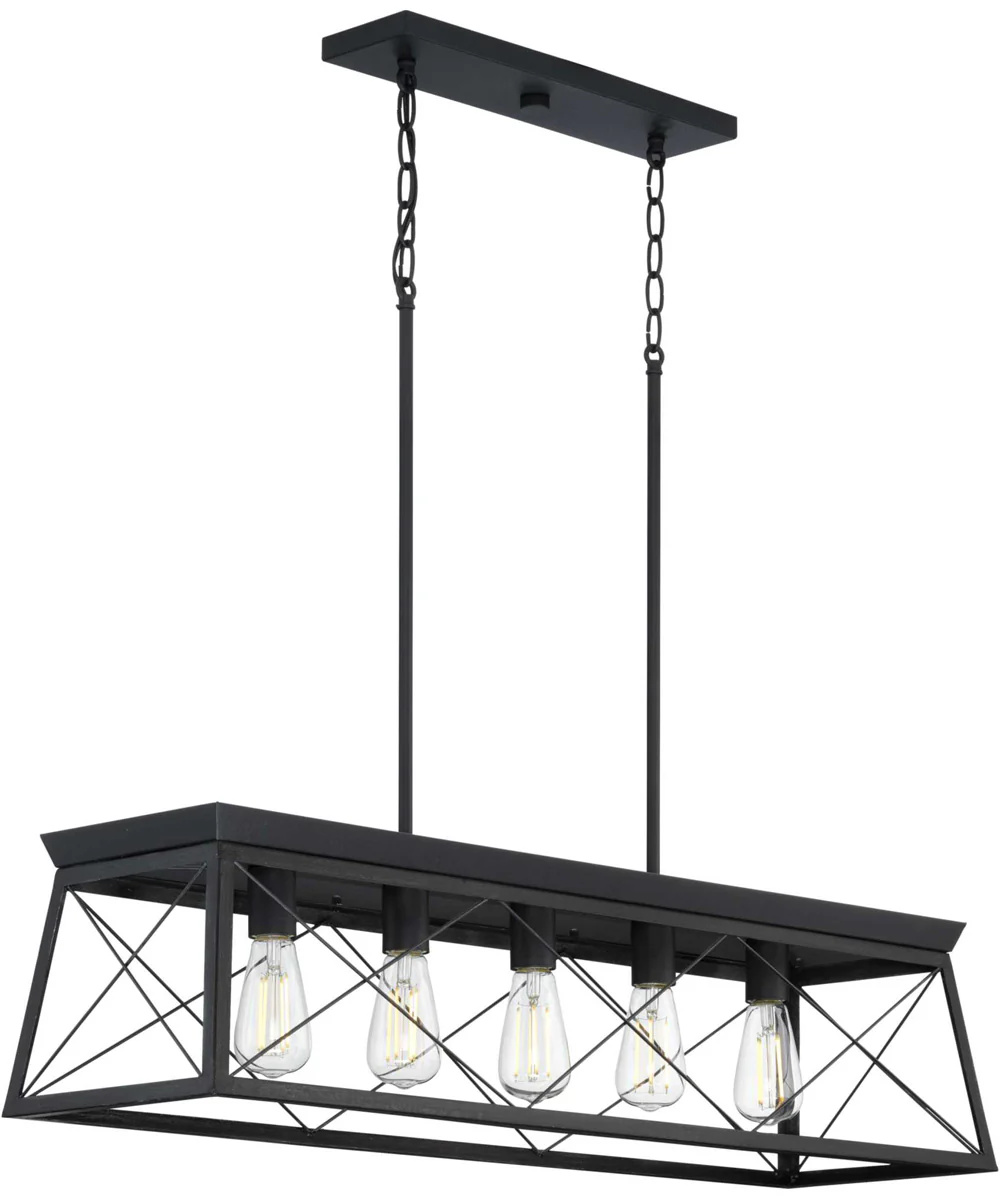 Briarwood 5-Light Textured Cerused Black Farmhouse Style Linear Island Chandelier Light Textured Black - Image 6