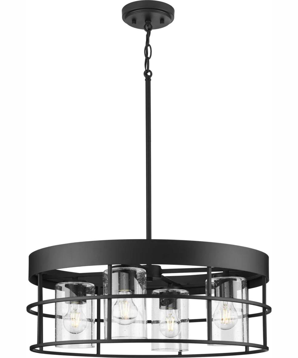 Burgess 4-Light Modern Farmhouse Chandelier Matte Black - Image 4