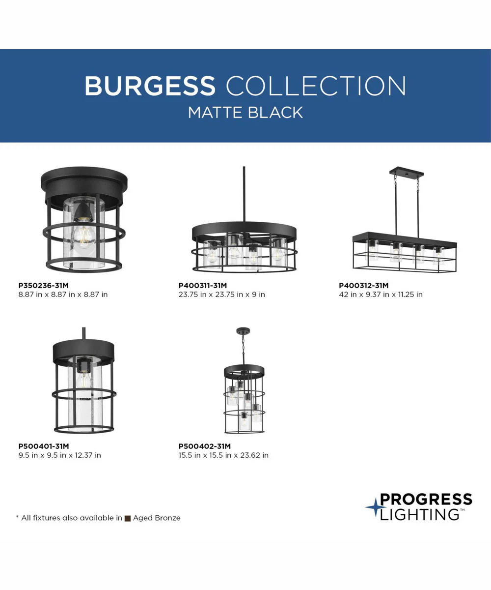 Burgess 4-Light Modern Farmhouse Chandelier Matte Black - Image 6