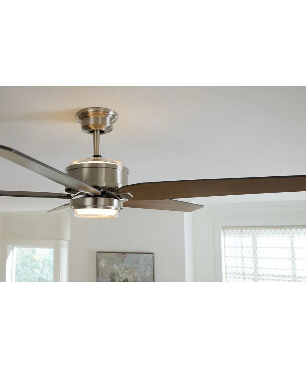 Byars 54" 5-Blade Integrated LED Indoor Ceiling Fan with Light Kit White Opal Shade Remote Control Brushed Nickel - Image 2