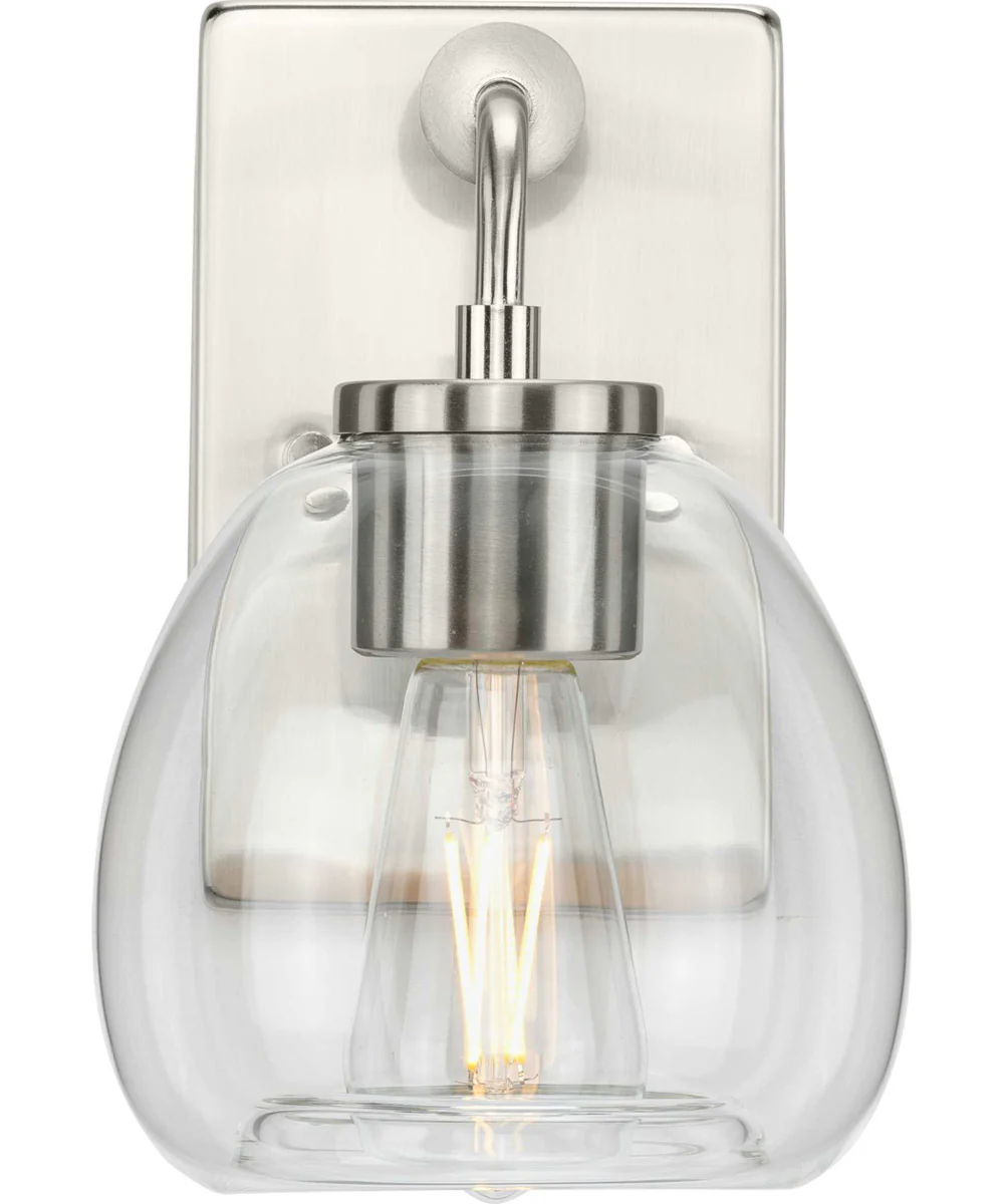 Caisson 1-Light Clear Glass Urban Industrial Bath Vanity Light Brushed Nickel - Image 2