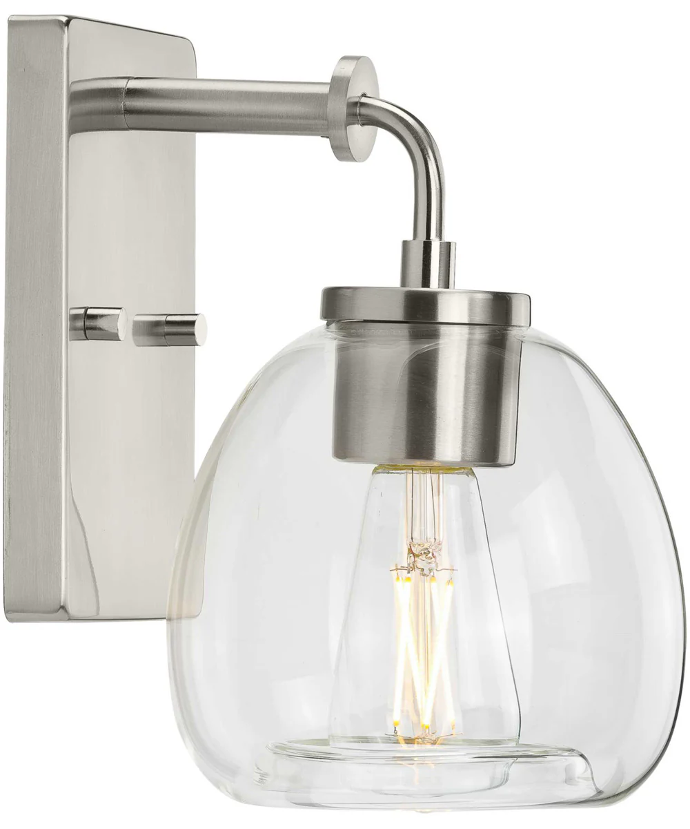 Caisson 1-Light Clear Glass Urban Industrial Bath Vanity Light Brushed Nickel - Image 4