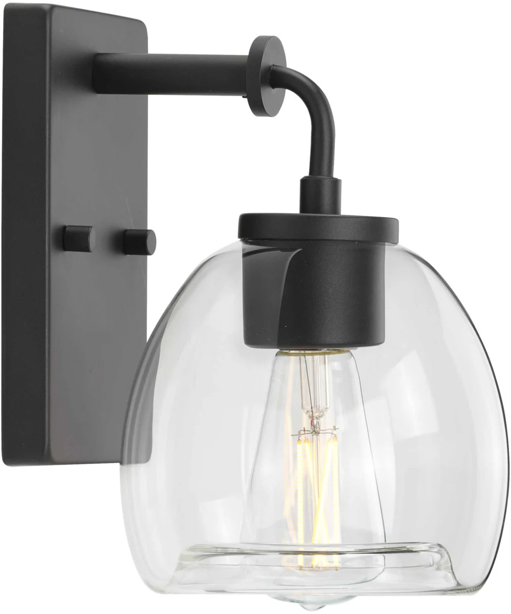 Caisson 1-Light Clear Glass Urban Industrial Bath Vanity Light Graphite - Image 7