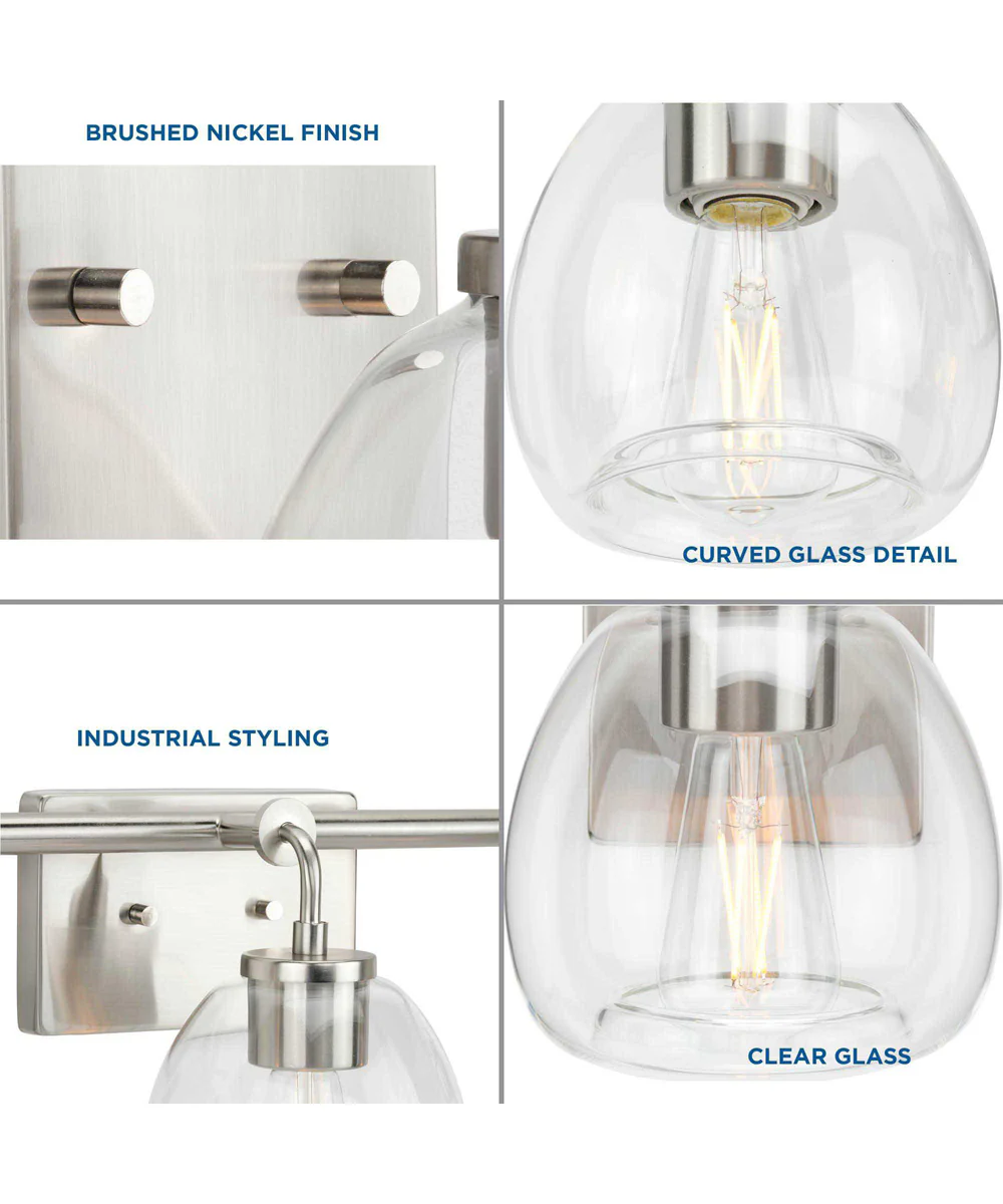 Caisson 4-Light Clear Glass Urban Industrial Bath Vanity Light Brushed Nickel - Image 2