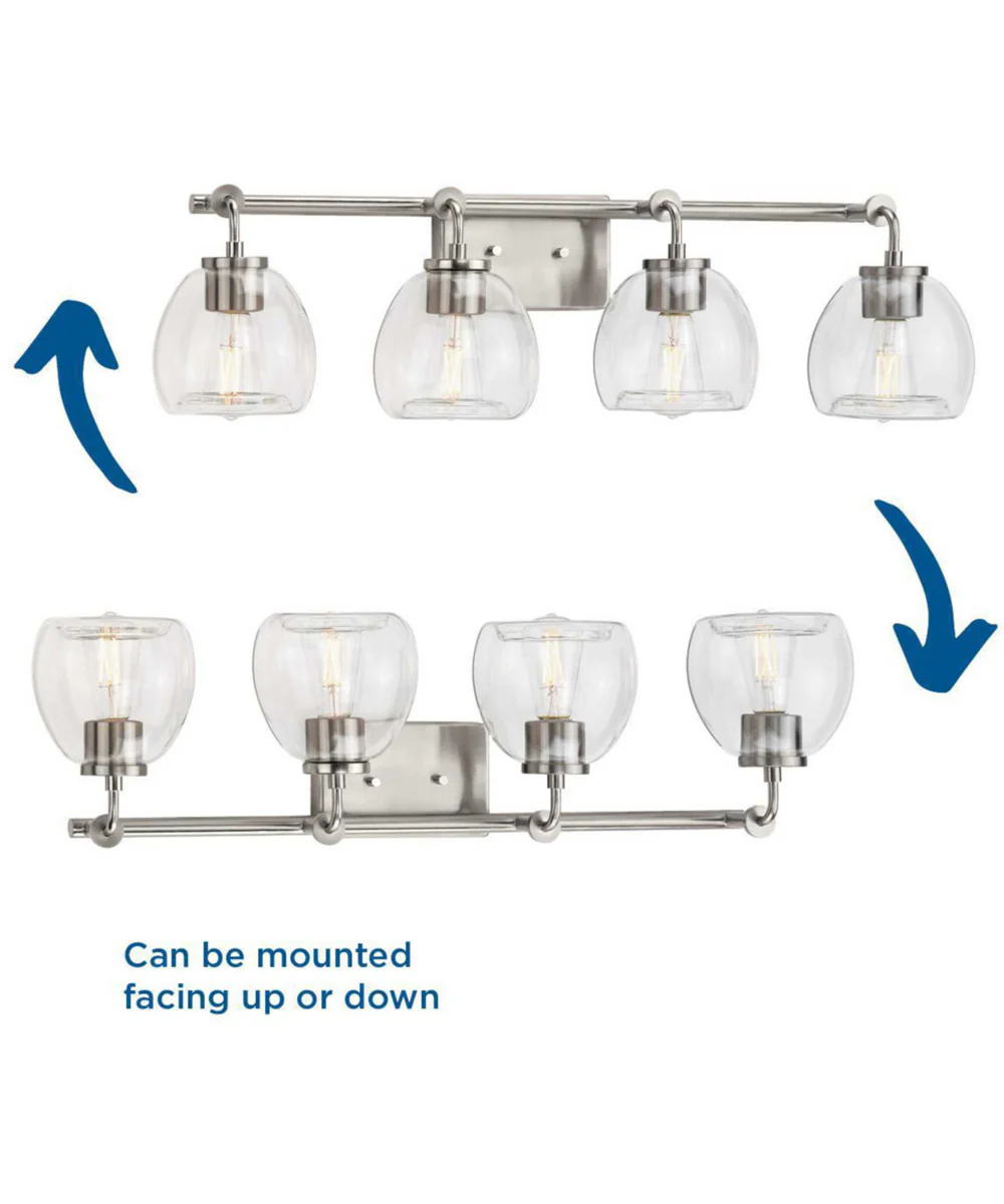 Caisson 4-Light Clear Glass Urban Industrial Bath Vanity Light Brushed Nickel - Image 4