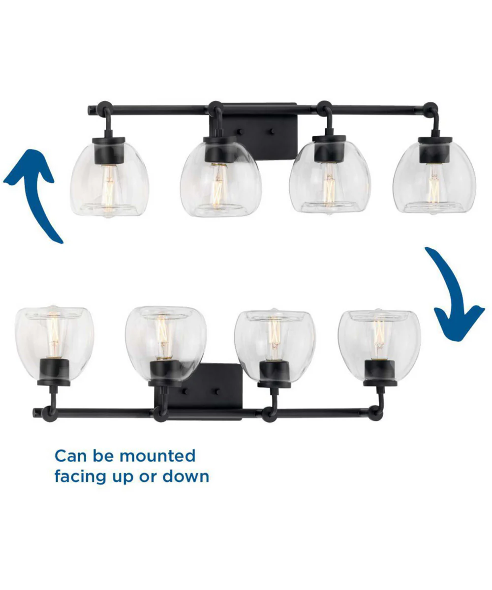 Caisson 4-Light Clear Glass Urban Industrial Bath Vanity Light Graphite - Image 3