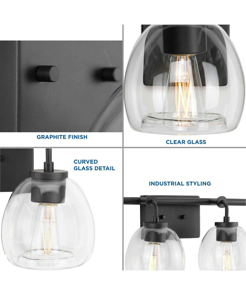 Caisson 4-Light Clear Glass Urban Industrial Bath Vanity Light Graphite - Image 4