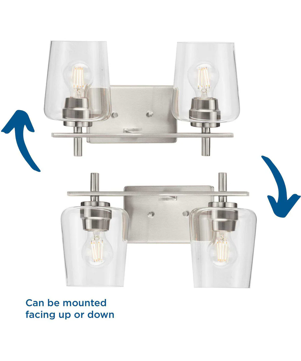Calais 2-Light New Traditional Clear Glass Bath Vanity Light Brushed Nickel - Image 3