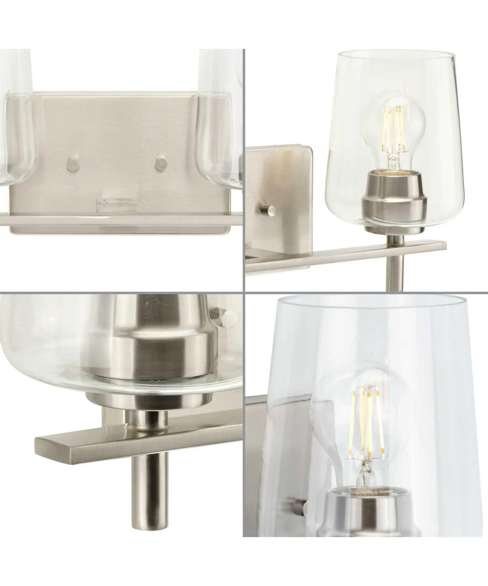 Calais 2-Light New Traditional Clear Glass Bath Vanity Light Brushed Nickel - Image 4