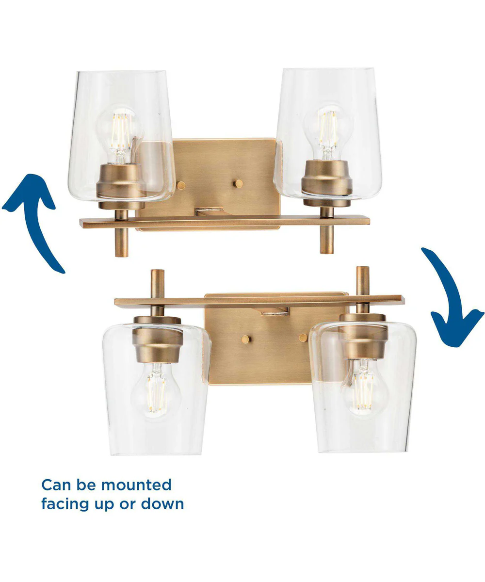 Calais 2-Light New Traditional Clear Glass Bath Vanity Light Vintage Brass - Image 3