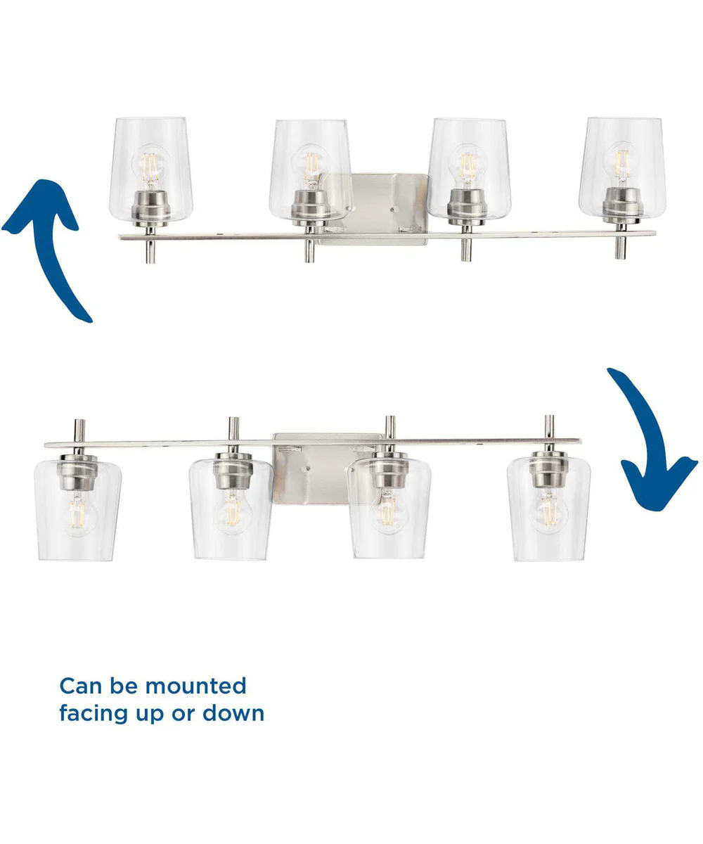 Calais 4-Light New Traditional Clear Glass Bath Vanity Light Brushed Nickel - Image 2