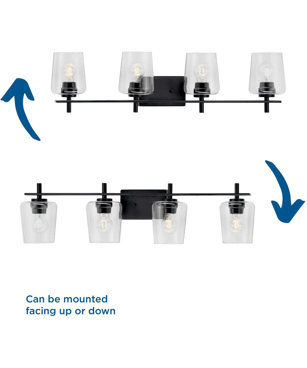 Calais 4-Light New Traditional Clear Glass Bath Vanity Light Matte Black - Image 4