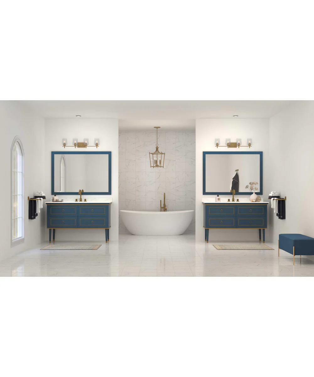Calais 4-Light New Traditional Clear Glass Bath Vanity Light Vintage Brass - Image 2