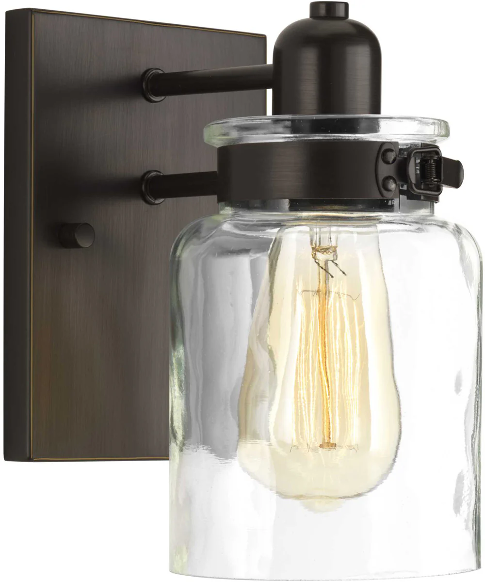 Calhoun 1-Light Clear Glass Farmhouse Bath Vanity Light Antique Bronze