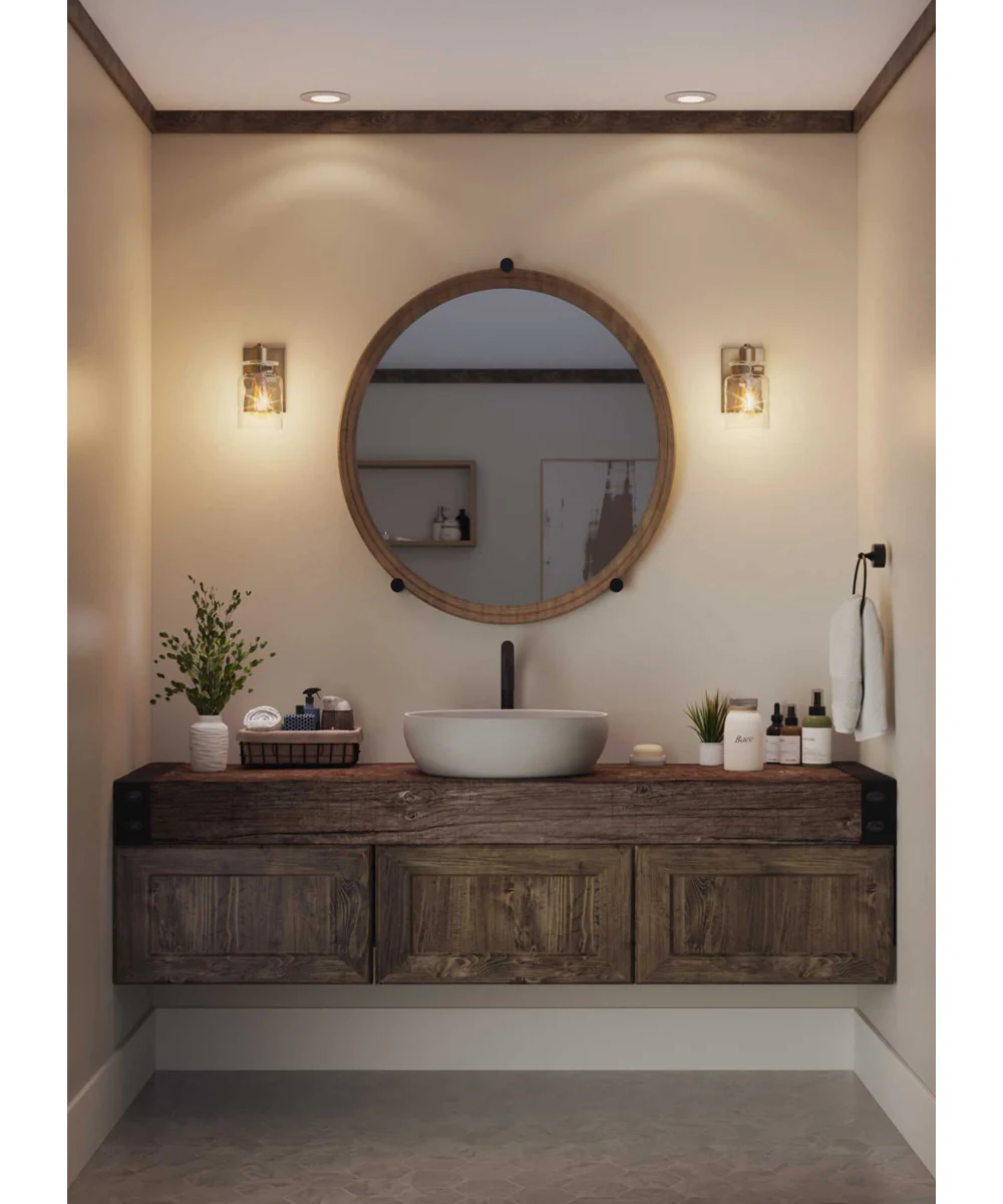 Calhoun 1-Light Clear Glass Farmhouse Bath Vanity Light Vintage Brass - Image 2