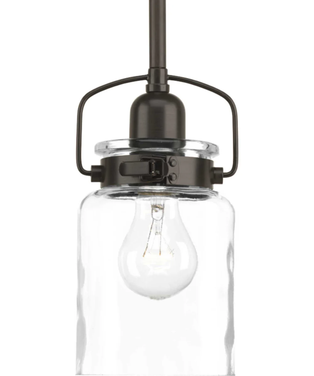 Calhoun 1-Light Clear Glass Farmhouse Mini-Pendant Light Antique Bronze - Image 4