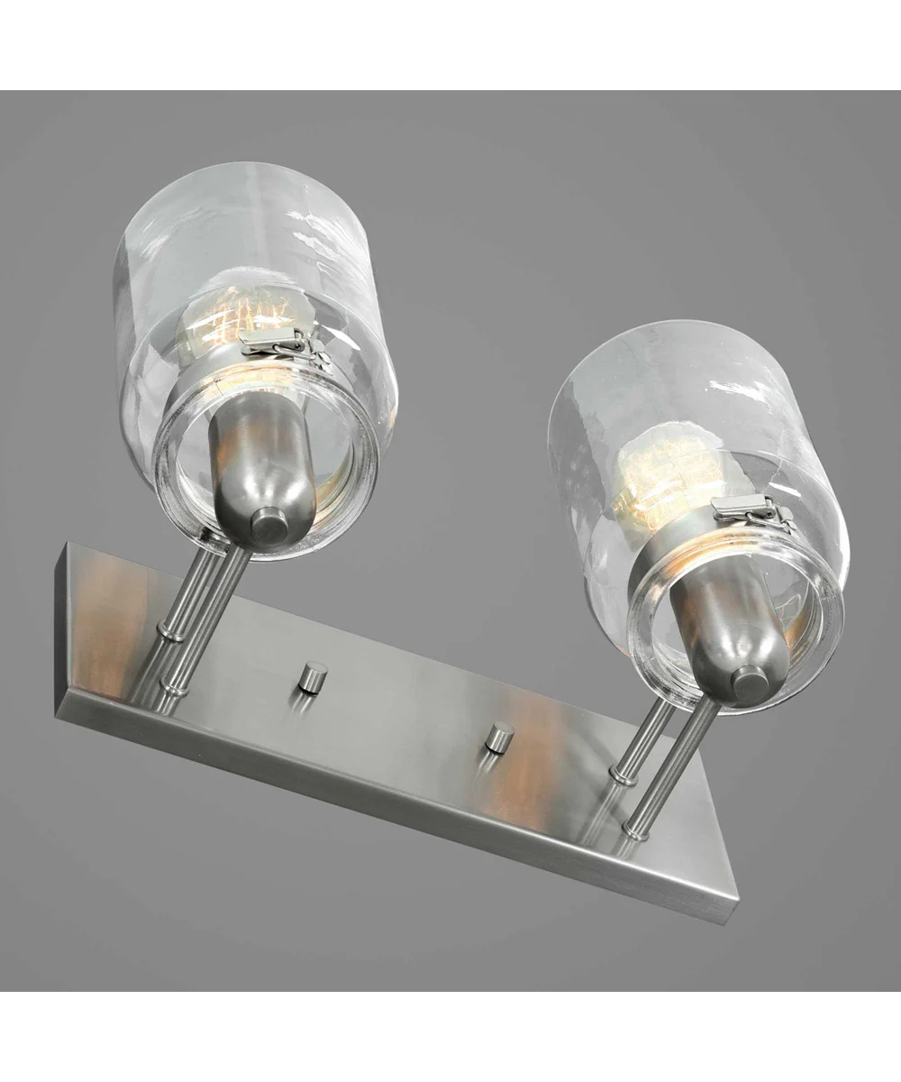 Calhoun 2-Light Clear Glass Farmhouse Bath Vanity Light Brushed Nickel - Image 4