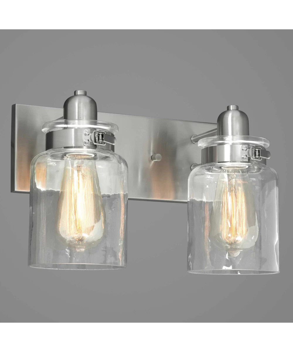 Calhoun 2-Light Clear Glass Farmhouse Bath Vanity Light Brushed Nickel - Image 5