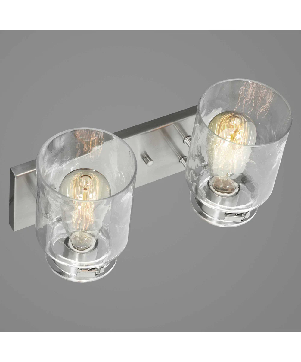 Calhoun 2-Light Clear Glass Farmhouse Bath Vanity Light Brushed Nickel - Image 6