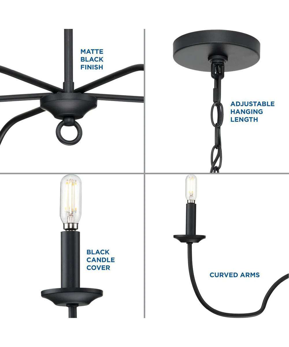 Canebrake 5-Light Chandelier Light Matte Black - Image 6