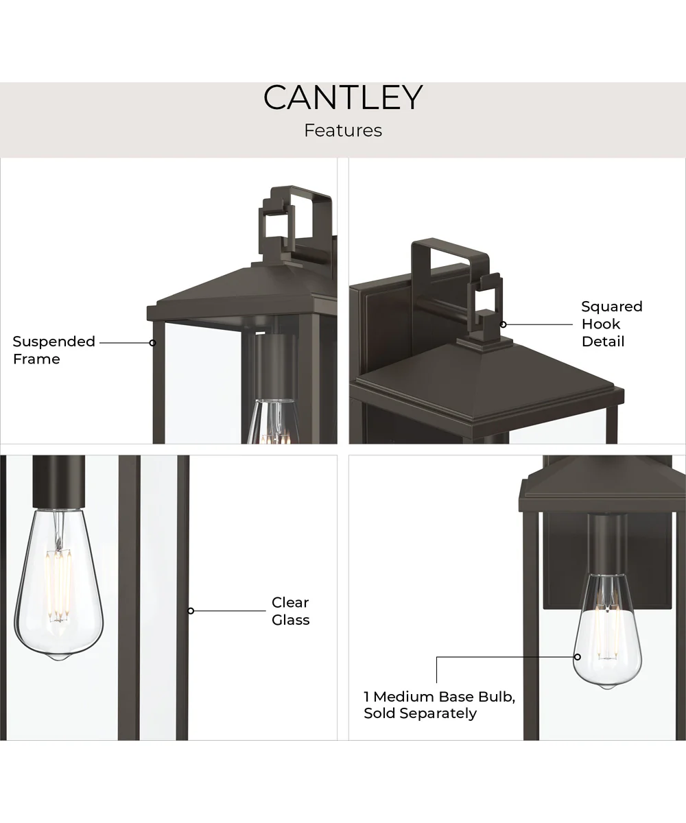 Cantley Large Outdoor Wall Lantern with Clear Glass Panels Antique Bronze - Image 8
