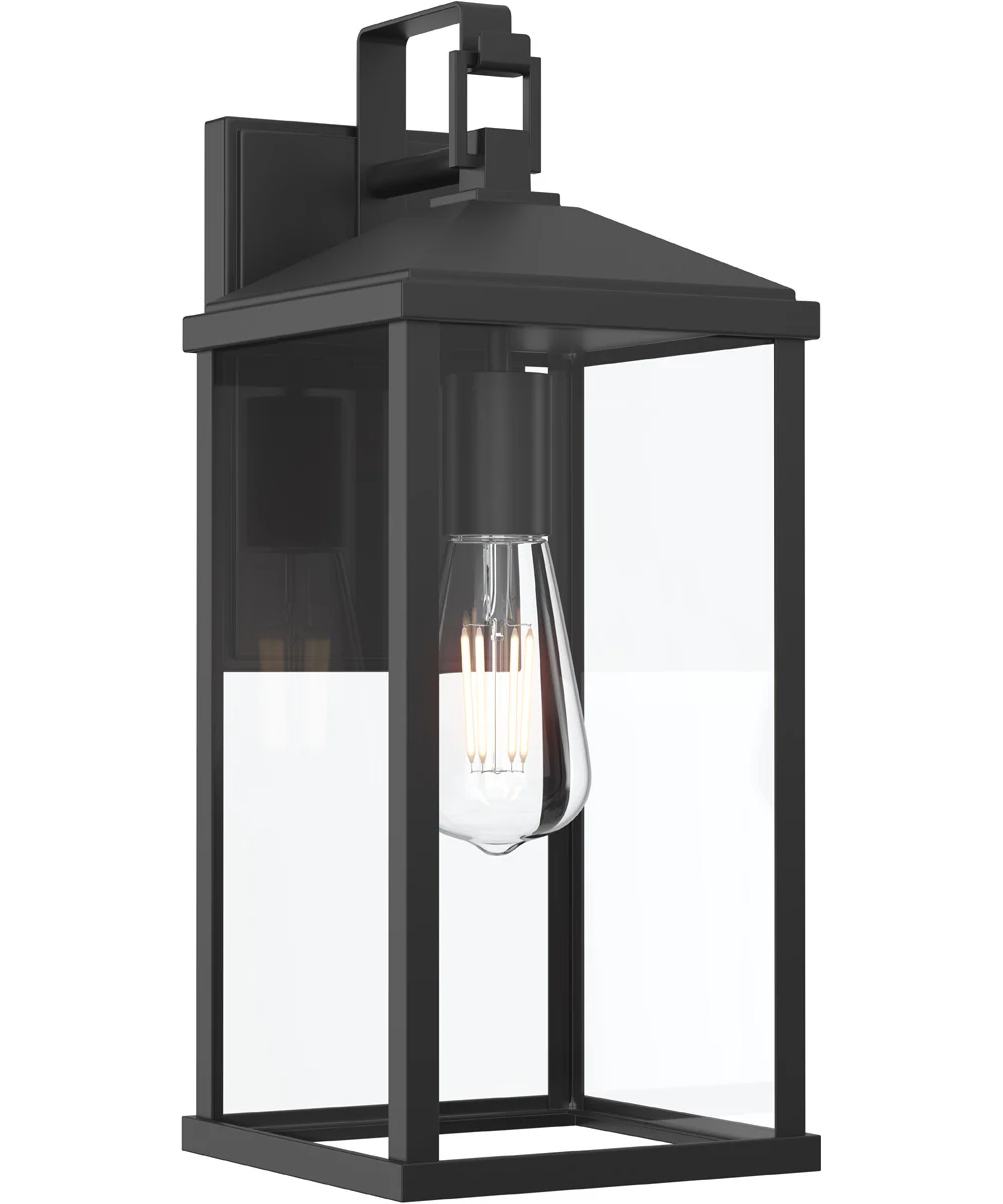 Cantley Large Outdoor Wall Lantern with Clear Glass Panels Matte Black