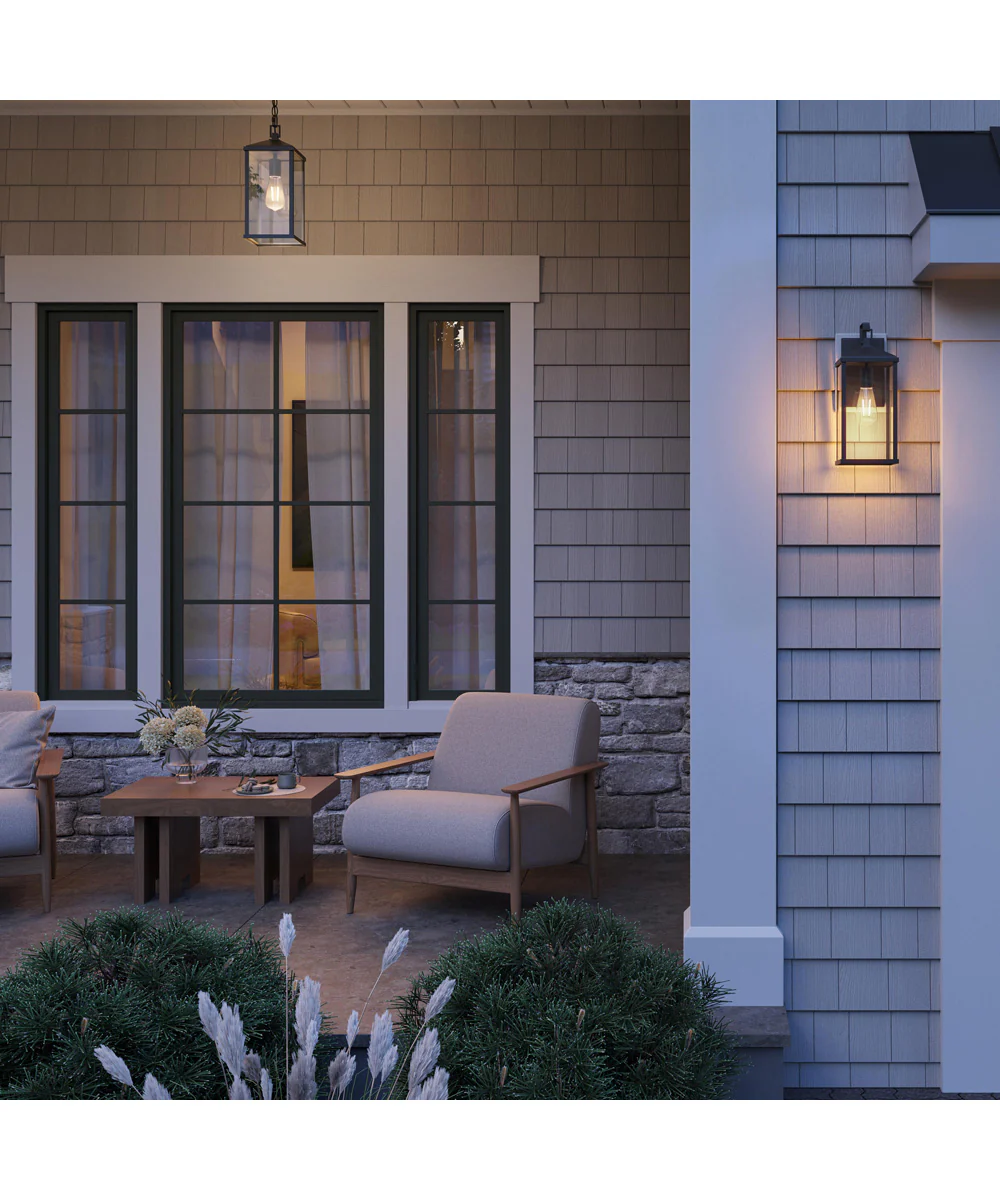 Cantley Large Outdoor Wall Lantern with Clear Glass Panels Matte Black - Image 3