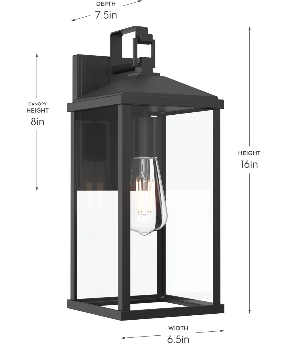 Cantley Large Outdoor Wall Lantern with Clear Glass Panels Matte Black - Image 4