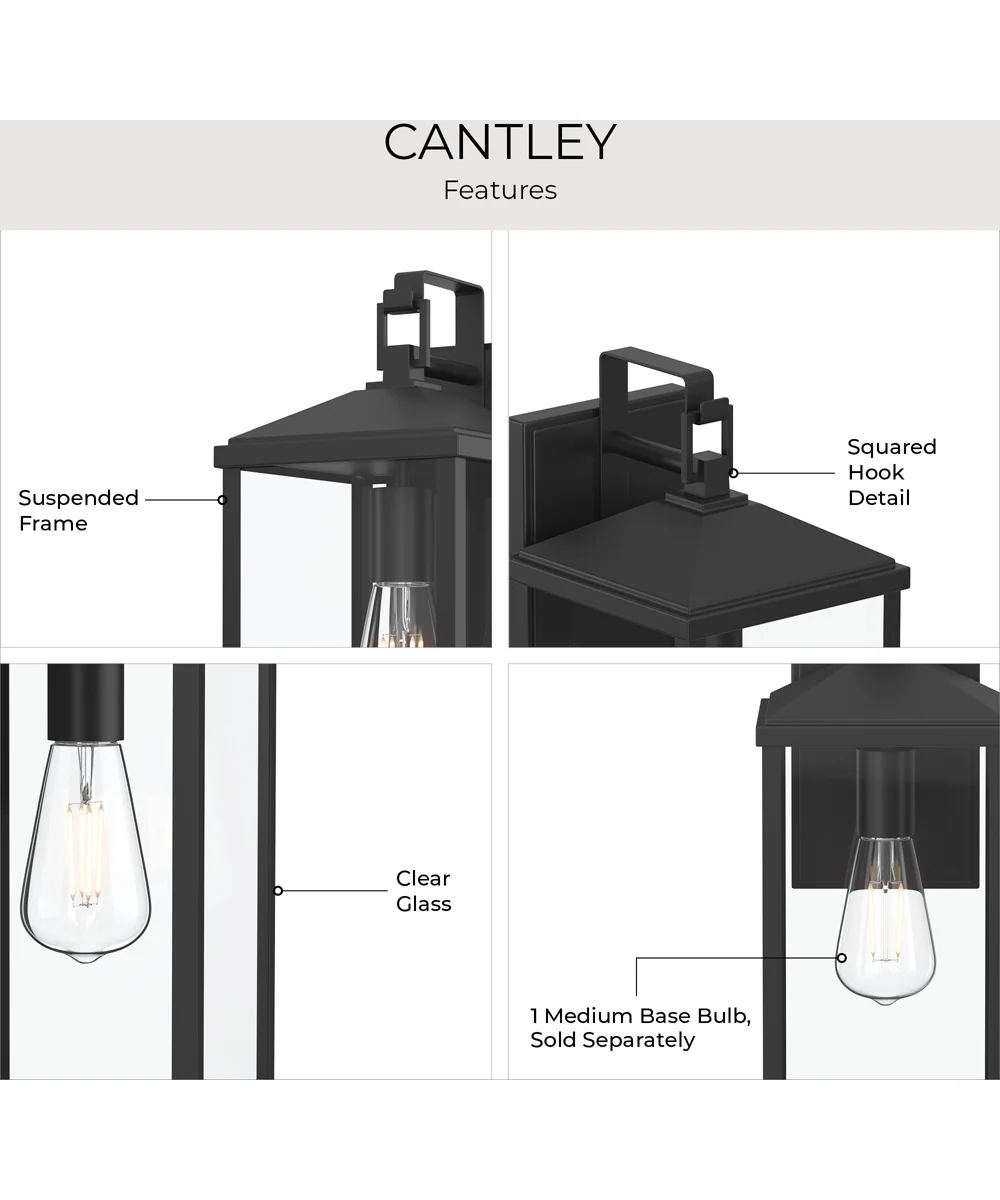 Cantley Large Outdoor Wall Lantern with Clear Glass Panels Matte Black - Image 8